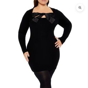 Forever 21 Black Mini Dress with Bow Detail